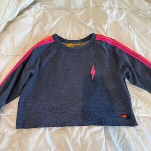 Aviator Nation Bolt Cropped Classic Crewneck, Large